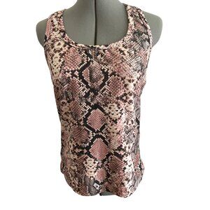 Evolution & Creation Pink & Brown Snakeskin Print Racerback Tank Top Stretch L
